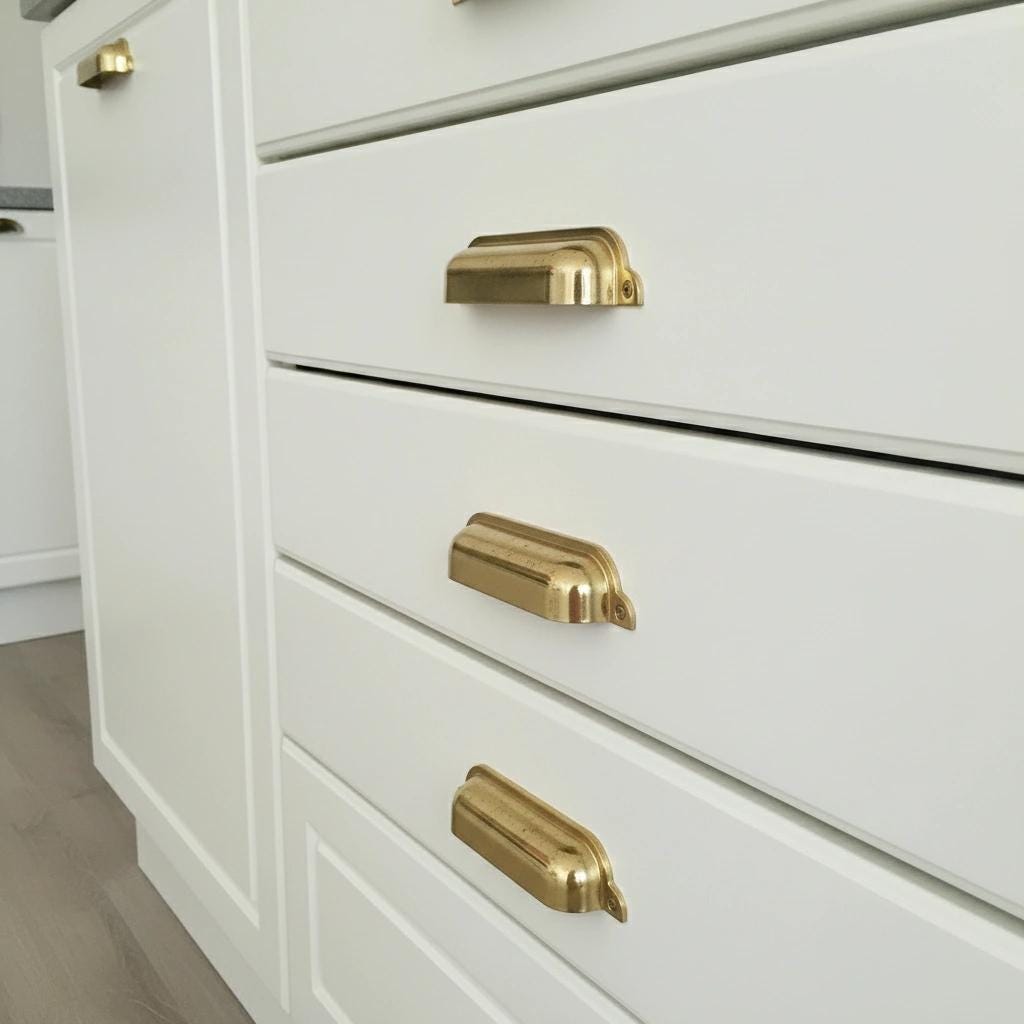 Solid Unlacquered Brass Cup Drawer Pull Bin Handle for Kitchen Cabinets Furniture