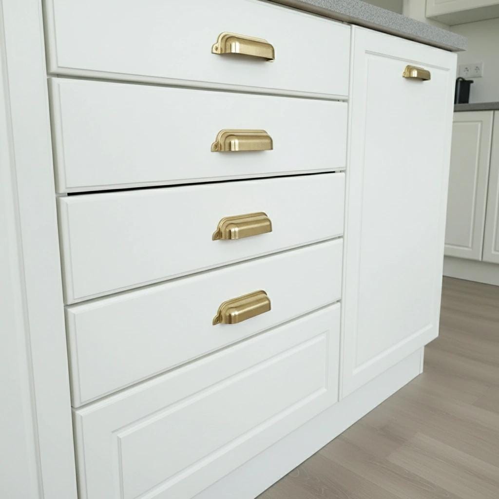 Solid Unlacquered Brass Cup Drawer Pull Bin Handle for Kitchen Cabinets Furniture