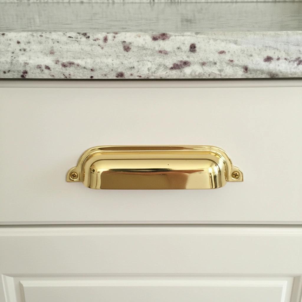 Solid Unlacquered Brass Cup Drawer Pull Bin Handle for Kitchen Cabinets Furniture