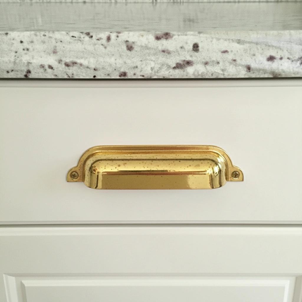 Solid Unlacquered Brass Cup Drawer Pull Bin Handle for Kitchen Cabinets Furniture