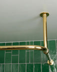Premium Solid Brass L-Shaped Corner Shower Curtain Rod with Ceiling Support