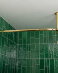 Premium Solid Brass L-Shaped Corner Shower Curtain Rod with Ceiling Support