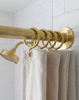 Unlacquered Brass Shower Rod: Wall Mount Bathroom Curtain Rail with Brass Rings for Walk-In image 6