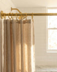 Unlacquered Brass Shower Rod: Wall Mount Bathroom Curtain Rail with Brass Rings for Walk-In image 3