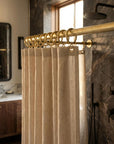 Unlacquered Brass Shower Rod: Wall Mount Bathroom Curtain Rail with Brass Rings for Walk-In image 2