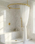 Round Brass Shower Curtain Rail: Ceiling & Wall Mounted Circular Bathroom Rod