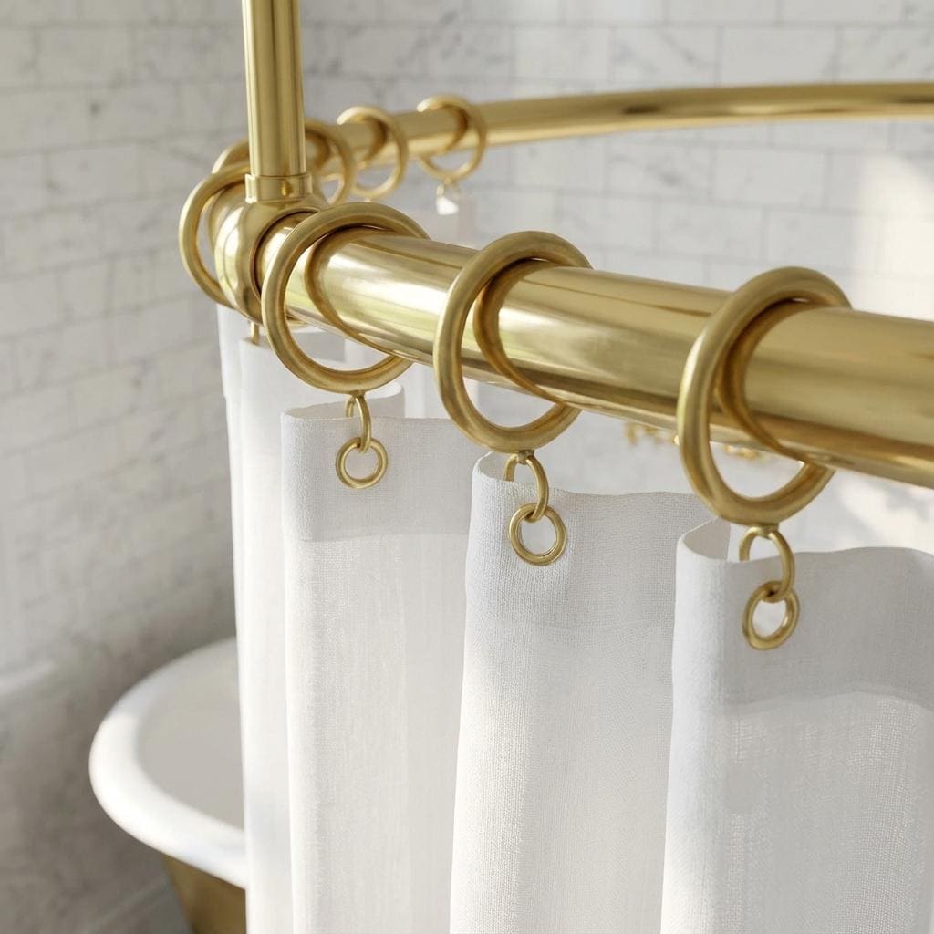 Round Brass Shower Curtain Rail: Ceiling &amp; Wall Mounted Circular Bathroom Rod