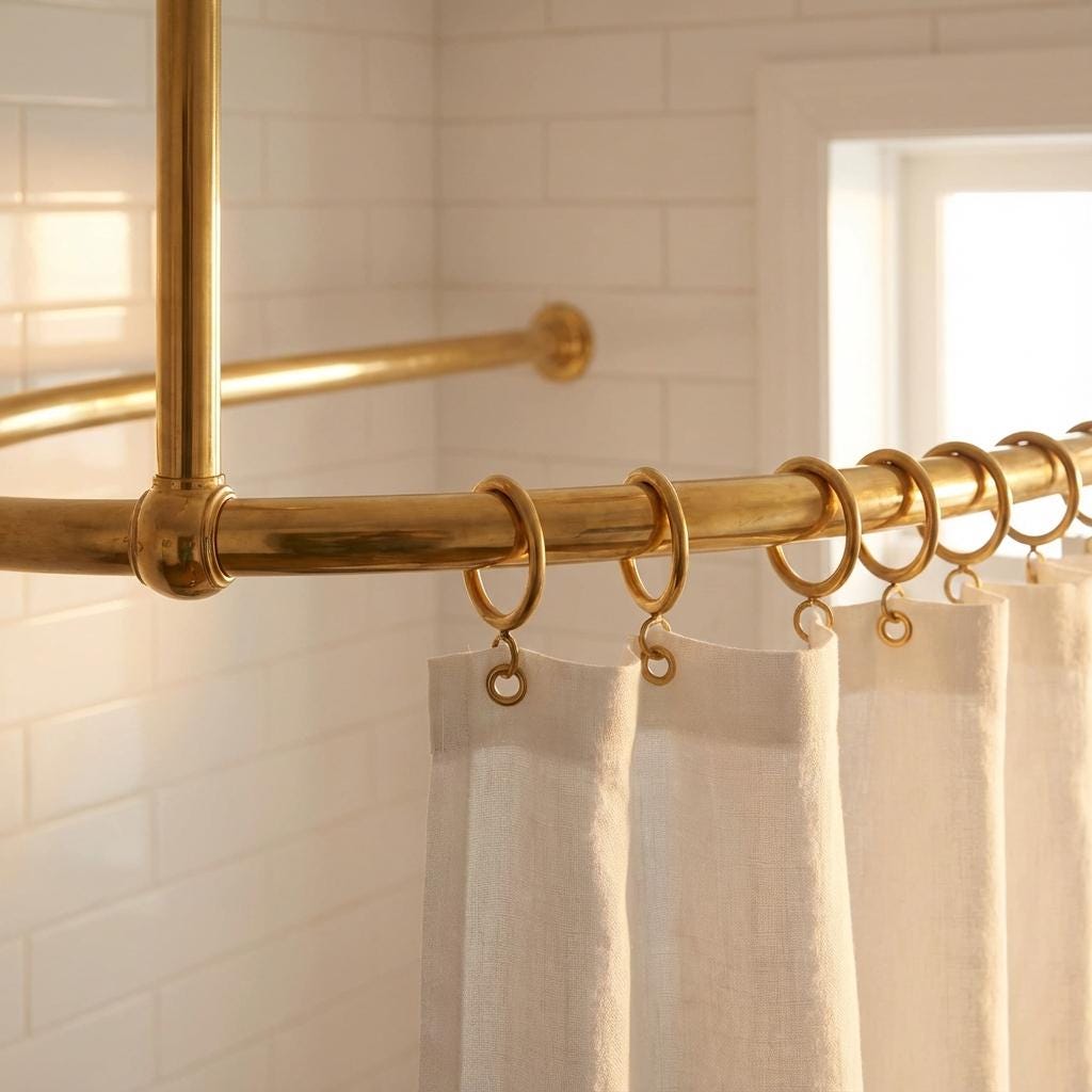 Brass U-Shaped Ceiling Curtain Rail: Dressing Room Fitting Rod for Clothing Shops &amp; Bathrooms