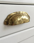 Unlacquered Solid Brass Cup Pull: Handmade Hammered Bin Handle