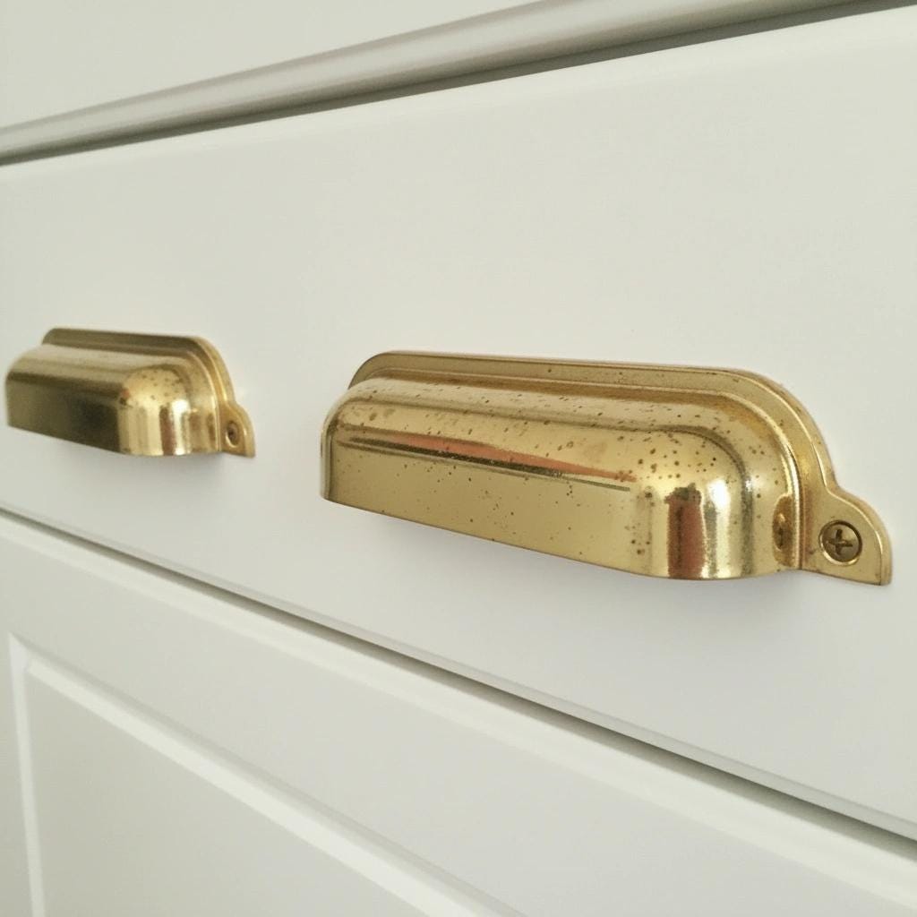 Solid Unlacquered Brass Cup Drawer Pull Bin Handle for Kitchen Cabinets Furniture