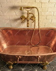 Unlacquered Brass Wall Mounted Tub Faucet Handheld Shower Clawfoot Style