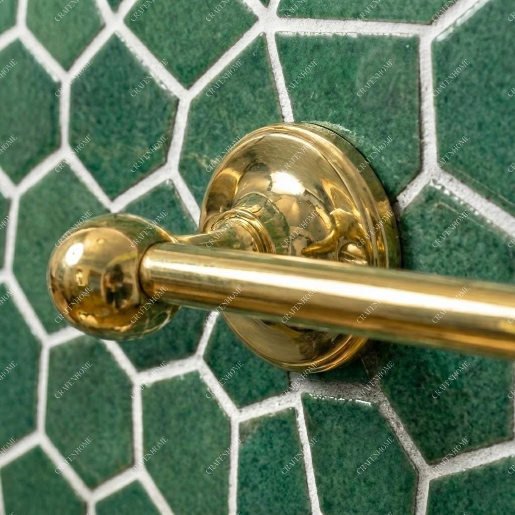 Unlacquered Brass Towel Rail: Wall Mounted Bathroom Towel Bar