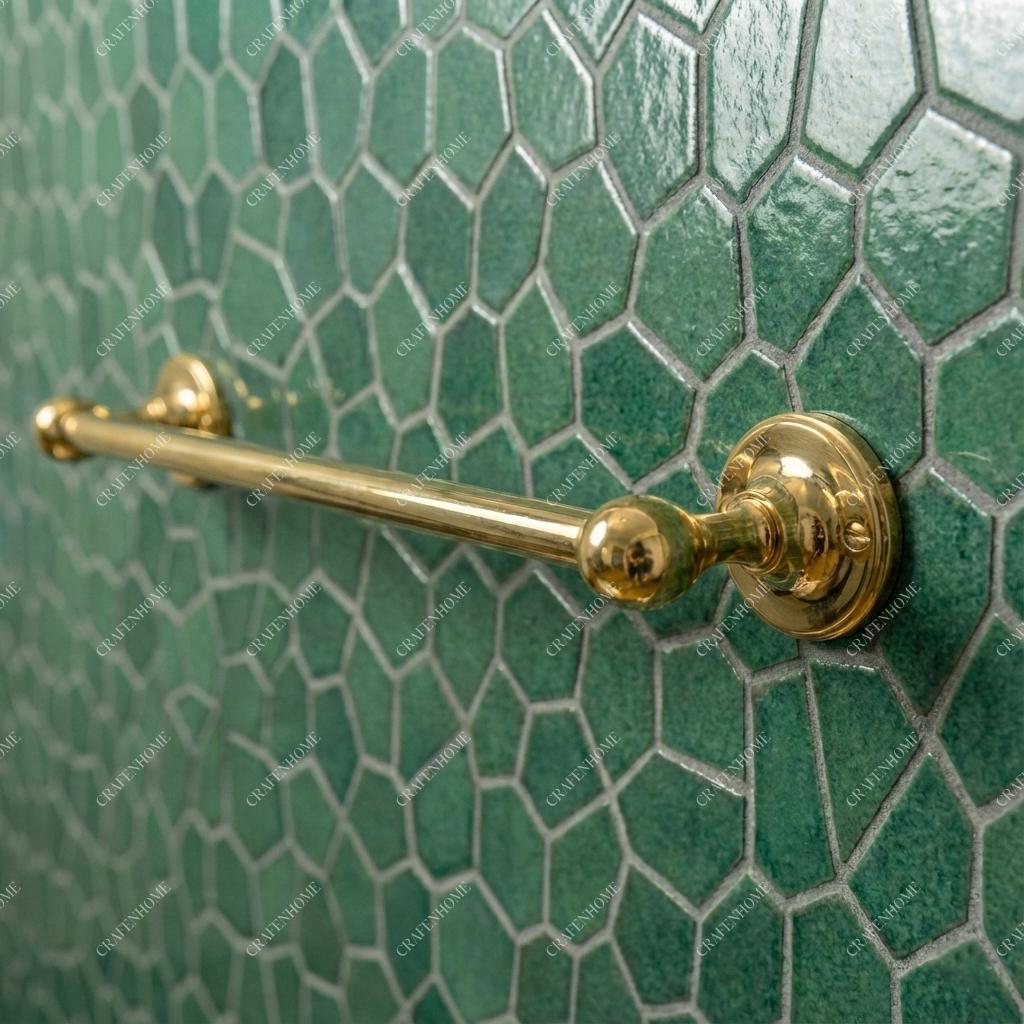 Unlacquered Brass Towel Rail: Wall Mounted Bathroom Towel Bar