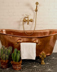 Unlacquered Brass Wall Mounted Tub Faucet Handheld Shower Clawfoot Style
