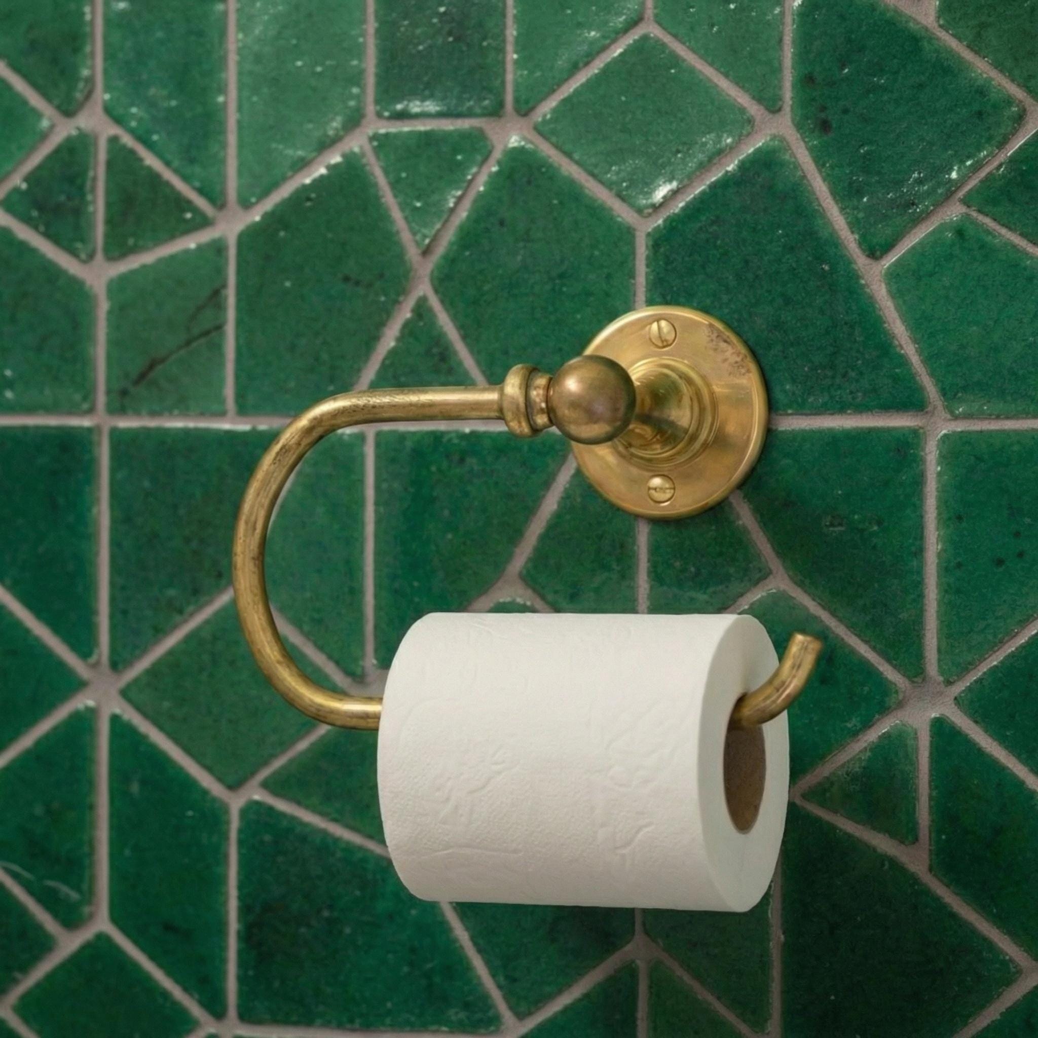 Unlacquered Brass Wall Mount Bathroom Tissue Roll: Toilet Paper Holder Bar Bathroom Fixture