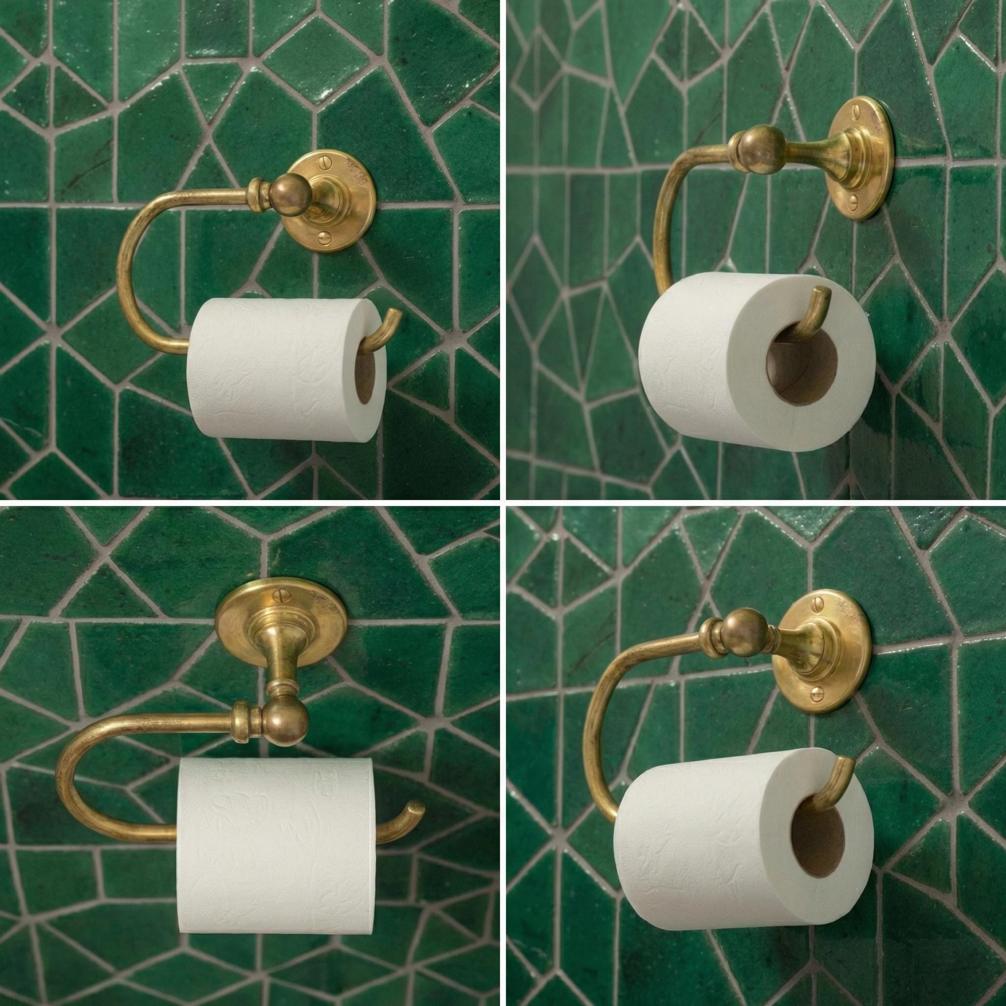 Unlacquered Brass Wall Mount Bathroom Tissue Roll: Toilet Paper Holder Bar Bathroom Fixture