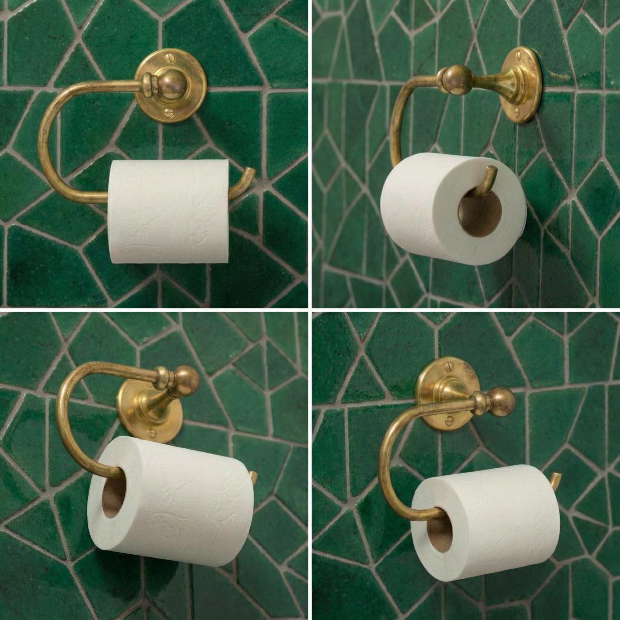 Unlacquered Brass Wall Mount Bathroom Tissue Roll: Toilet Paper Holder Bar Bathroom Fixture