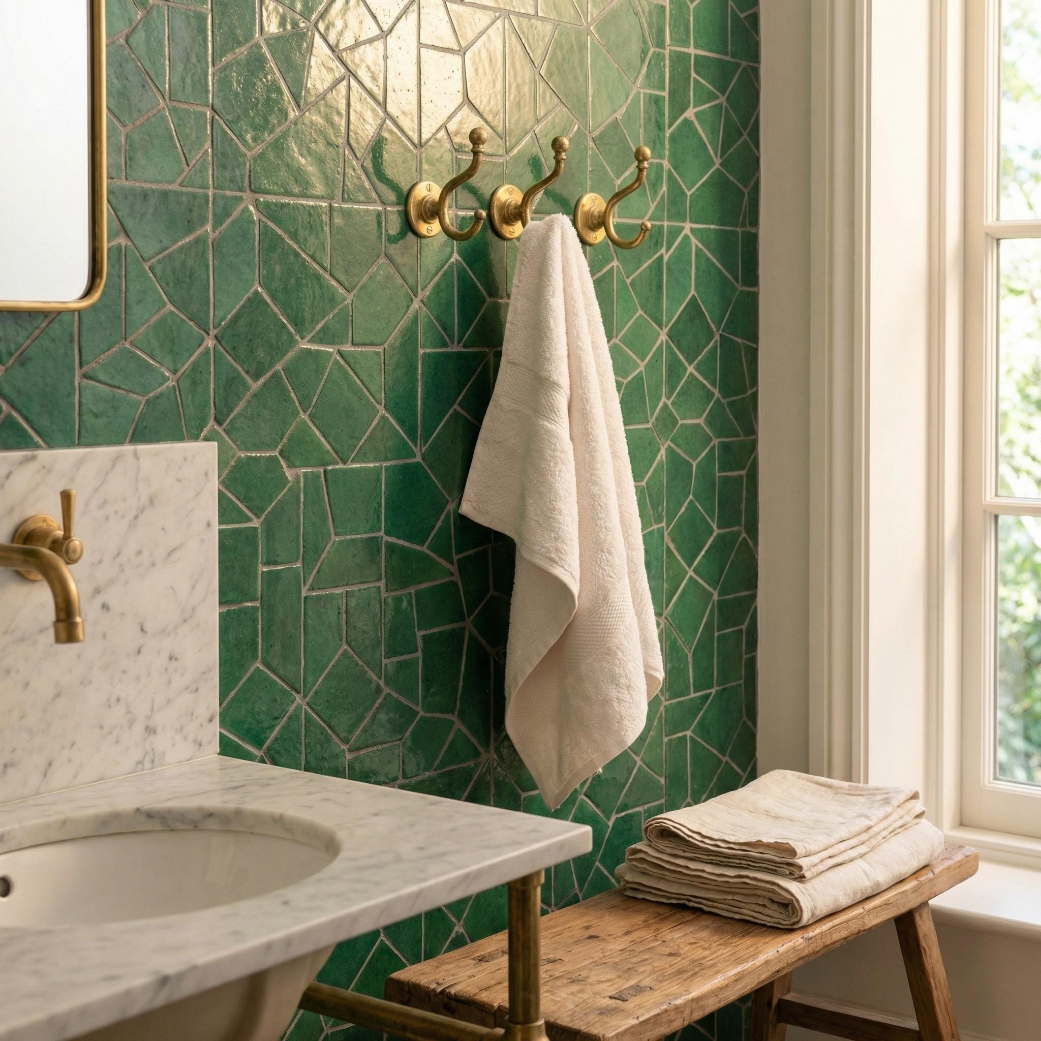 Wall Mounted Solid Brass Towel Hook: Double Bathroom Robe Hook Vintage Hardware