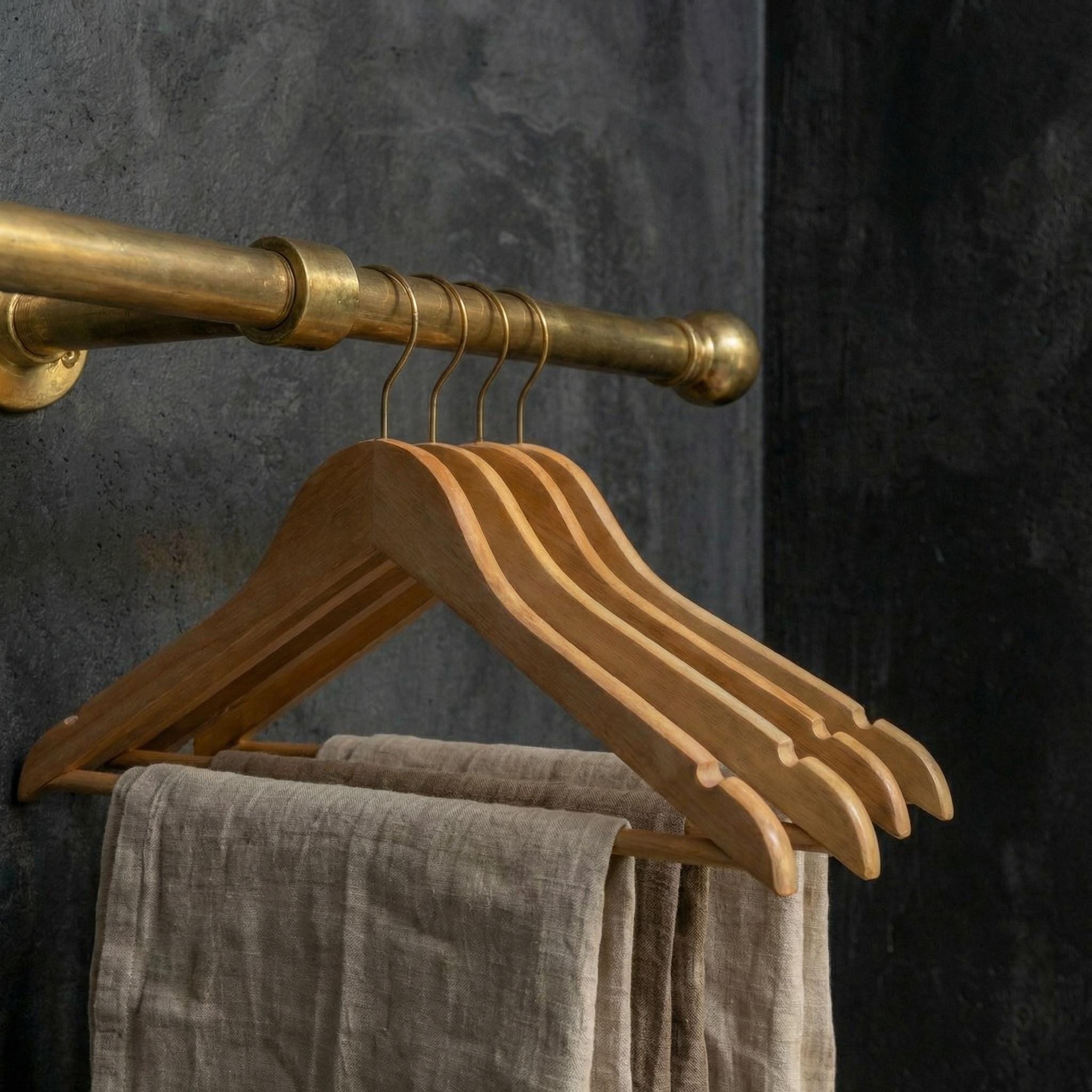 Unlacquered Wall Mount Brass Clothes Rail: Vintage Industrial Closet Hanging Bar