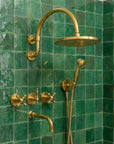 Unlacquered Brass Exposed Shower System with Handheld Sprayer