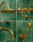 Unlacquered Brass Exposed Shower System with Handheld Sprayer