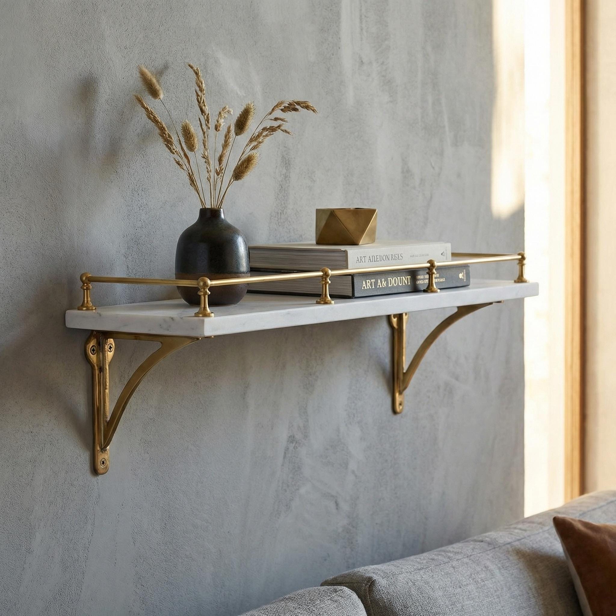 Unlacquered Brass Shelf Bracket: Heavy Duty Solid Brass Wall Support