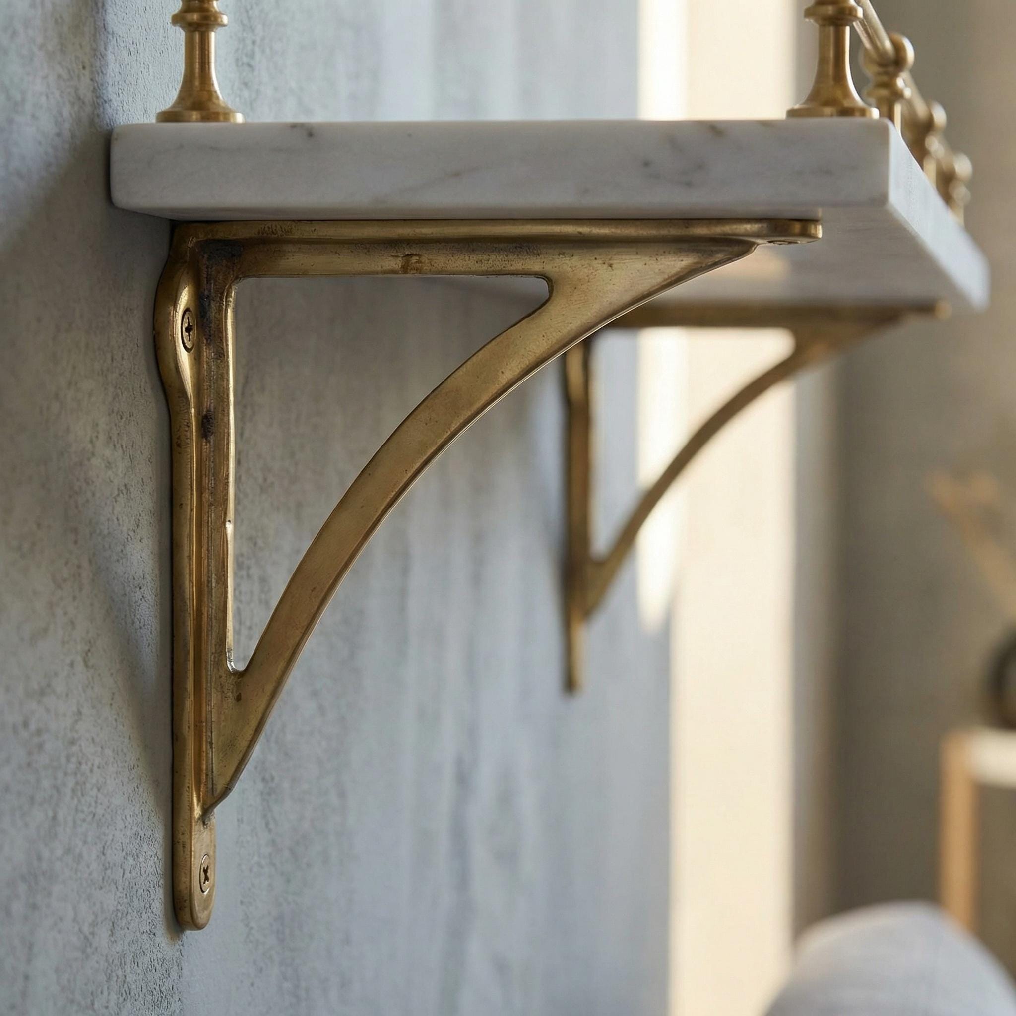 Unlacquered Brass Shelf Bracket: Heavy Duty Solid Brass Wall Support