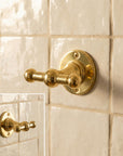 Solid Brass Double Towel Hook: Wall Mounted Bathroom Robe Hook Vintage Hardware