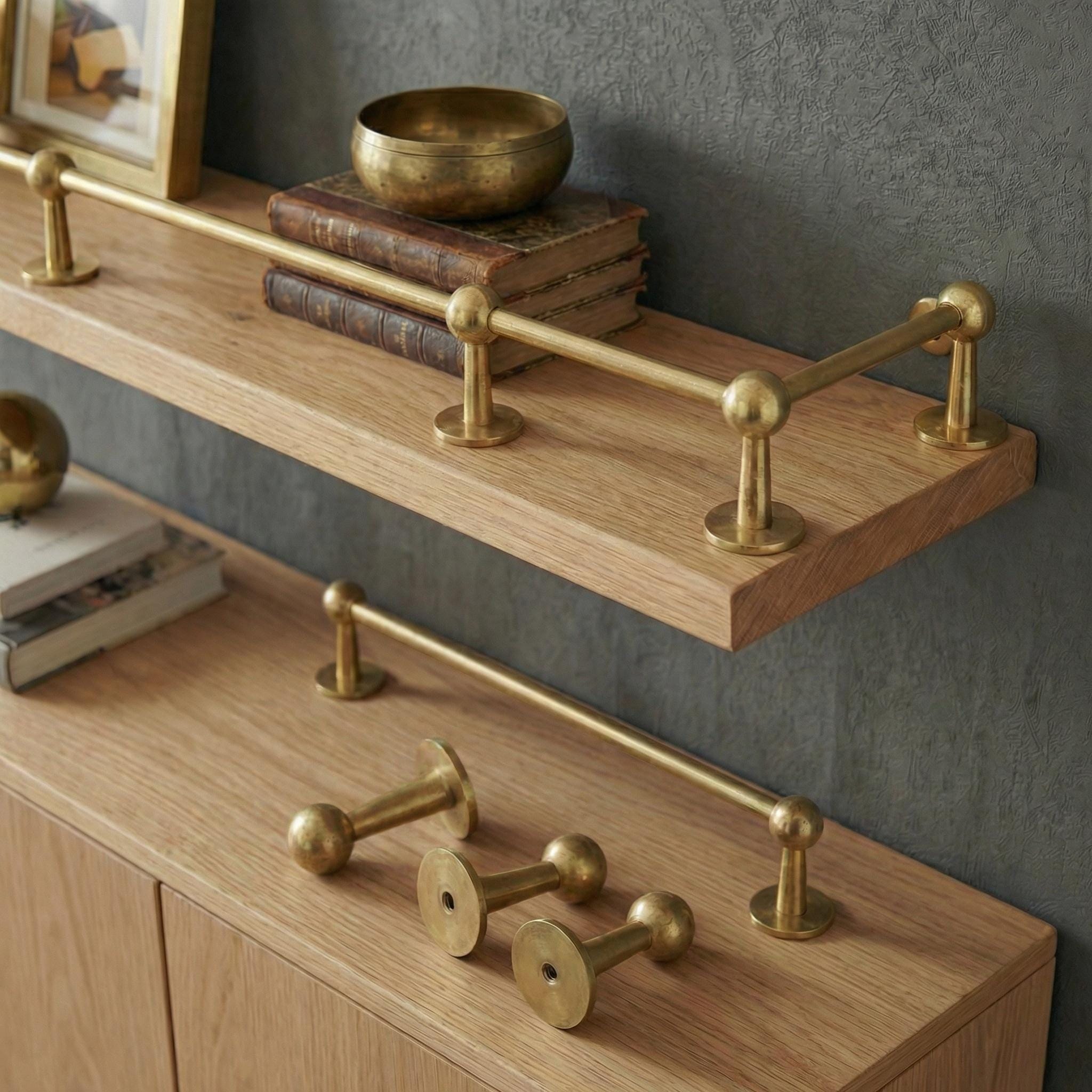Unlacquered Brass Gallery Rail – Vintage Kitchen Shelf Guard