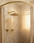 Unlacquered Brass Shower System: Wall Mounted Square Rainfall Head