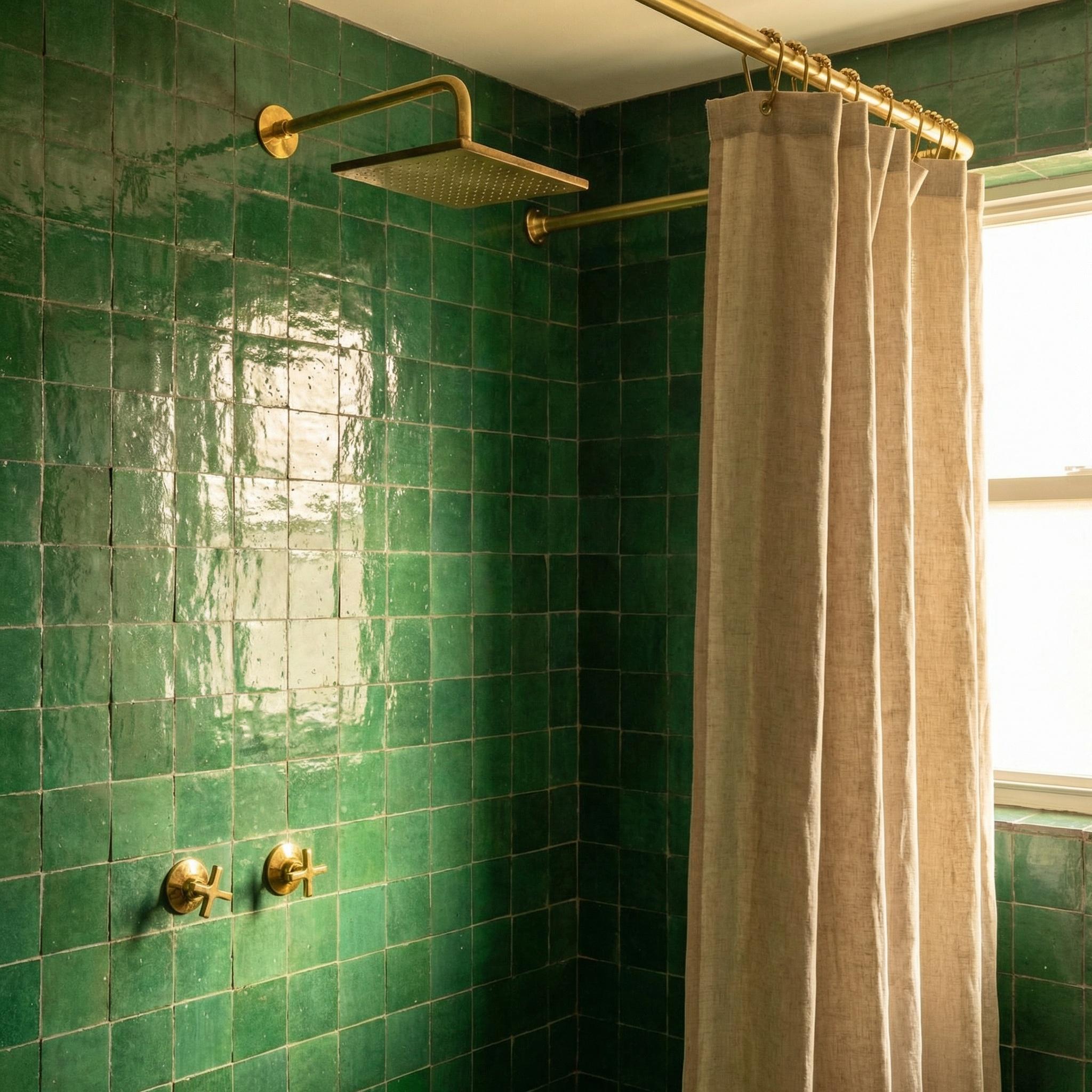 Unlacquered Brass Shower System: Wall Mounted Square Rainfall Head