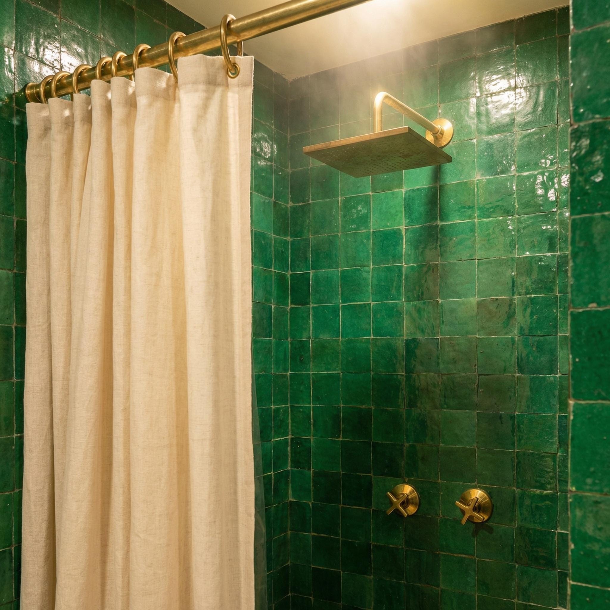 Unlacquered Brass Shower System: Wall Mounted Square Rainfall Head