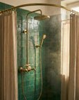 Unlacquered Brass Wall Mount Shower Set: Exposed Shower System with Round Rain Head