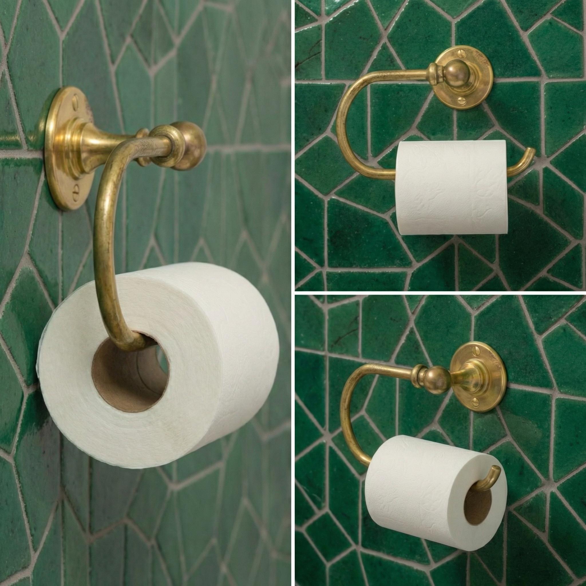 Unlacquered Brass Wall Mount Bathroom Tissue Roll: Toilet Paper Holder Bar Bathroom Fixture