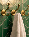Wall Mounted Solid Brass Towel Hook: Double Bathroom Robe Hook Vintage Hardware