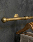 Unlacquered Wall Mount Brass Clothes Rail: Vintage Industrial Closet Hanging Bar