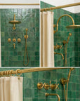 Unlacquered Brass Exposed Shower System with Handheld Sprayer