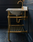 Polished Brass Sink Console: Vintage Washstand Frame With Shelf