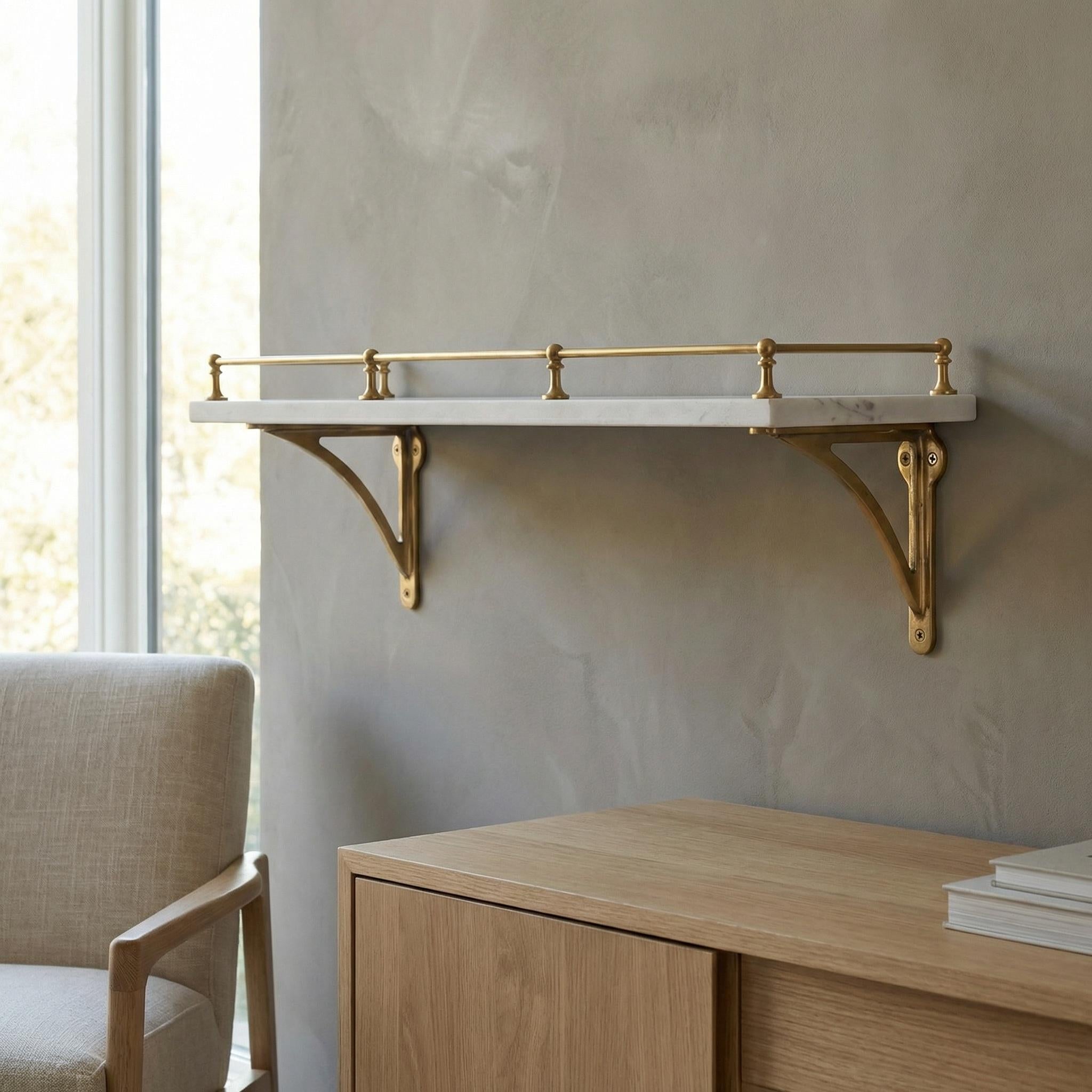 Unlacquered Brass Shelf Bracket: Heavy Duty Solid Brass Wall Support