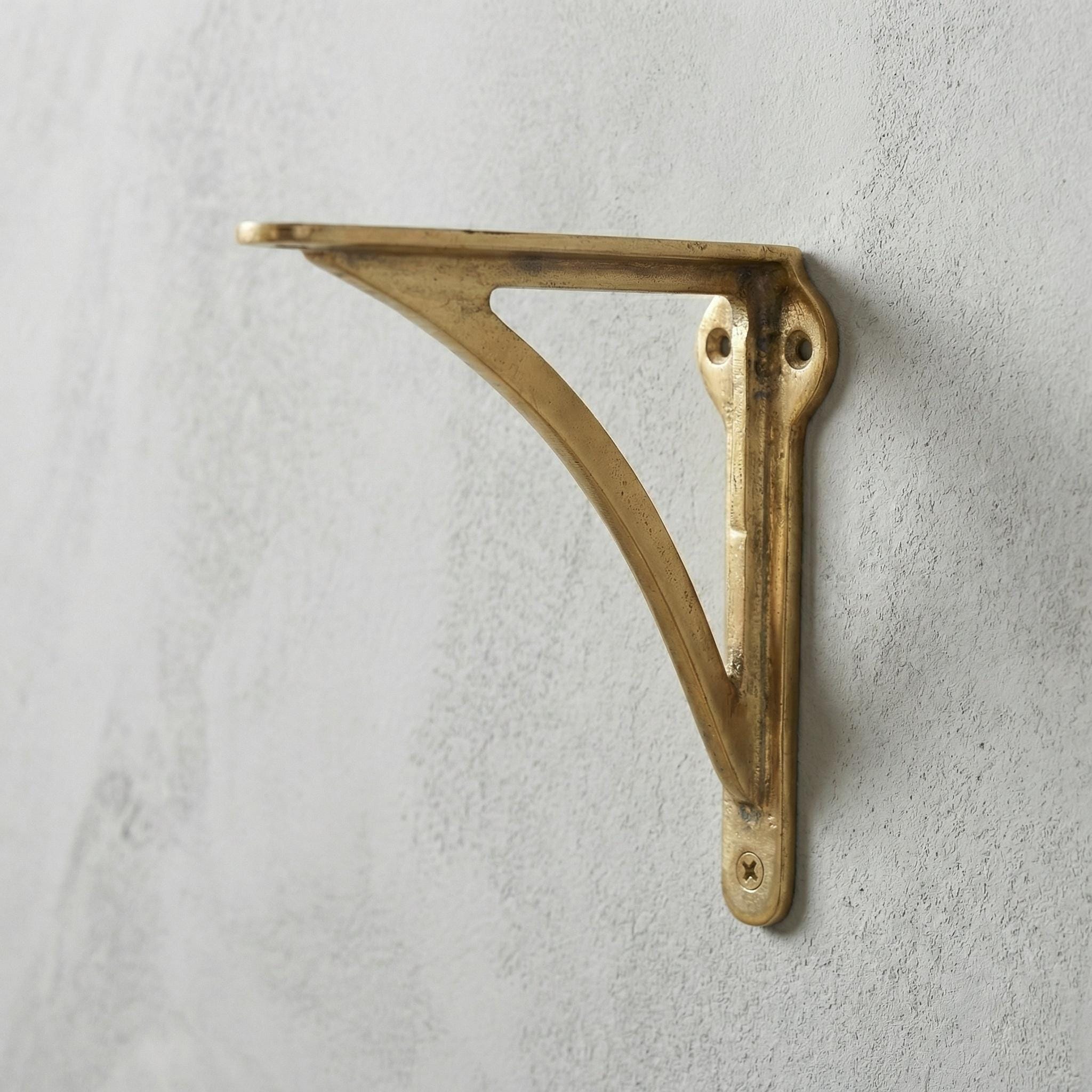 Unlacquered Brass Shelf Bracket: Heavy Duty Solid Brass Wall Support