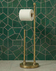 Solid Brass Freestanding Toilet Paper Holder: Mega Roll Holder Storage For Bathroom