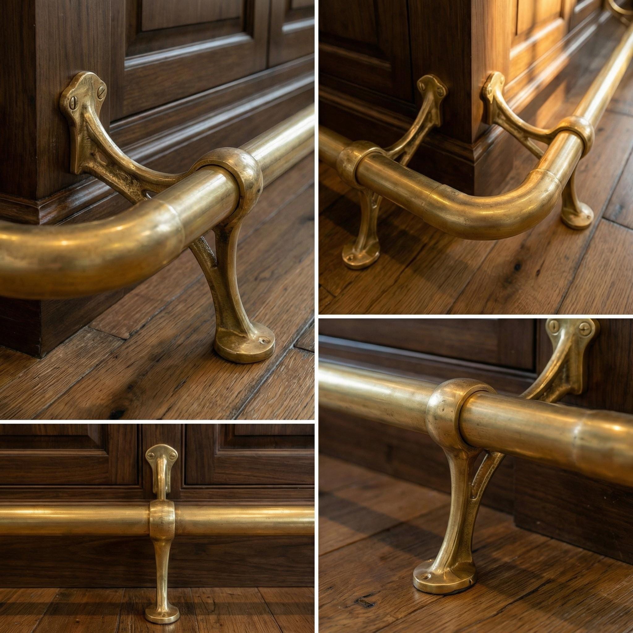 Unlacquered Brass Foot Rail for Kitchen Island: Heavy Duty Bar Footrest