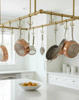 Artisan Solid Brass Ceiling Mount Pot Rail for Kitchen Island Storage