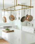 Artisan Solid Brass Ceiling Mount Pot Rail for Kitchen Island Storage